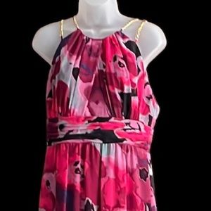Long floral chiffon halter dress. NWT